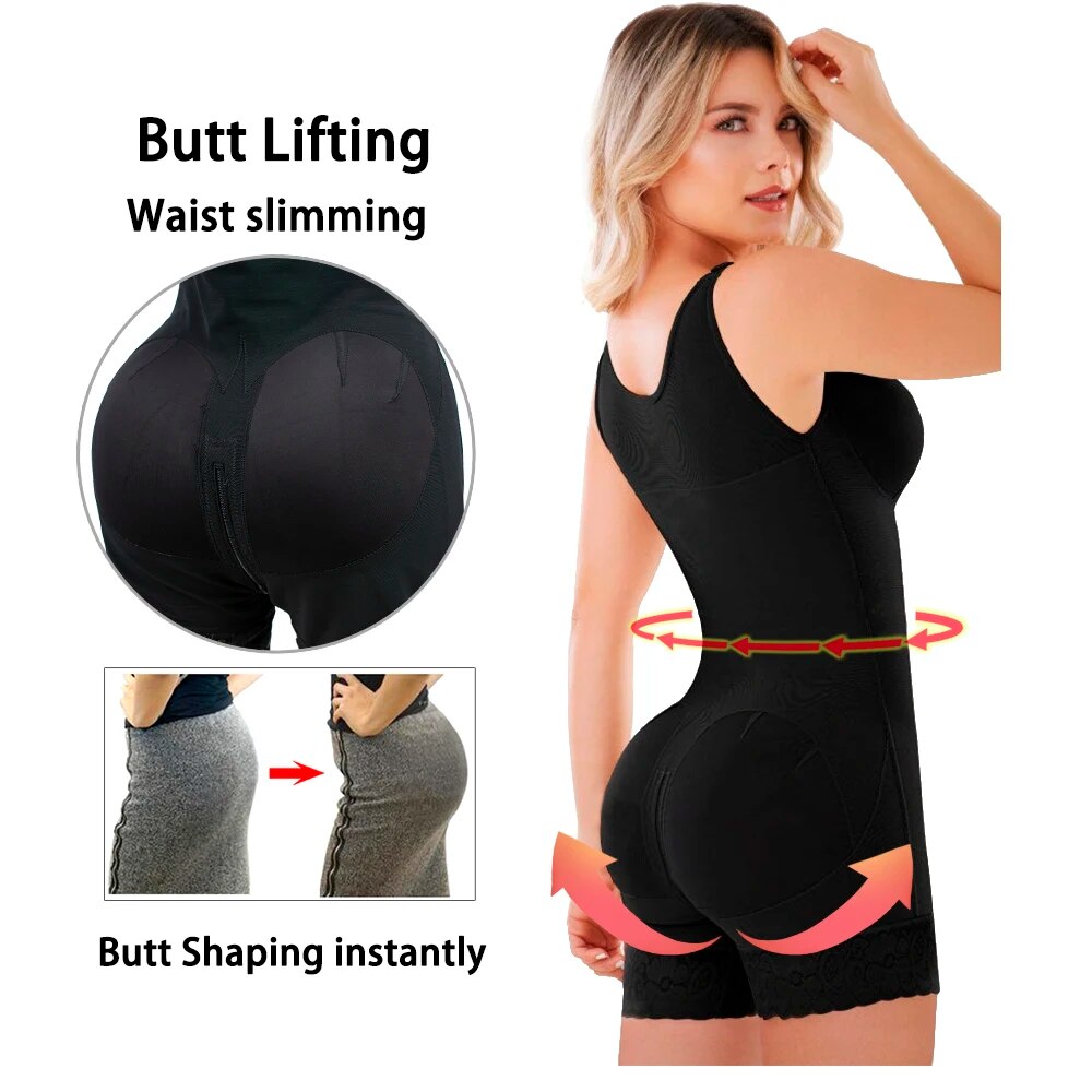 Fajas Colombianas Post Surgery Shapewear High Compression Slimming Belt Women Flat Stomach Butt Lifter Body Shaper Zipper Crotch