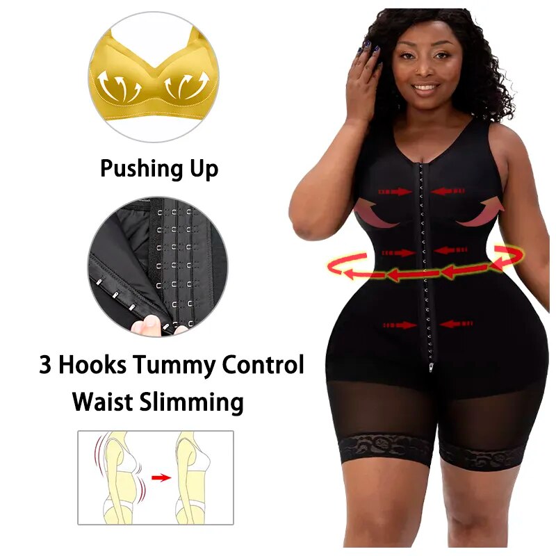 Fajas Colombianas Post Surgery Shapewear High Compression Slimming Belt Women Flat Stomach Butt Lifter Body Shaper Zipper Crotch